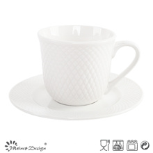 8oz Porzellan Tasse und Untertasse geprägte Design